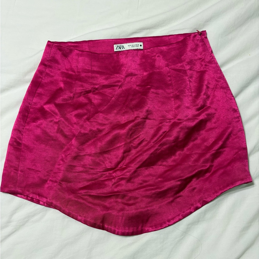 Zara Hot Pink Satin Mini Skirt
